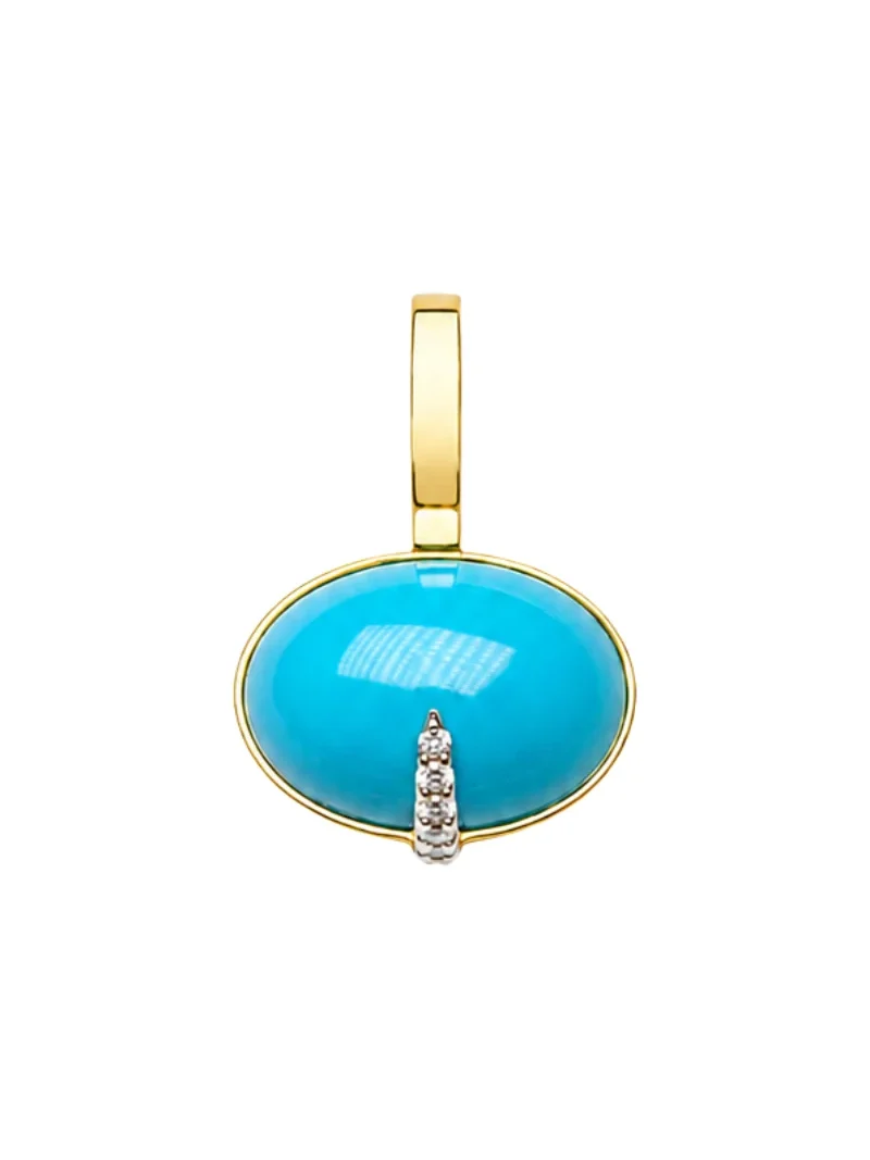 10.34ct Turquoise Diamond 18K Gold Large Pendant