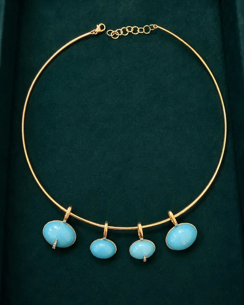 Wish Fine Jewelry 5.20ct Turquoise Diamond 18K Gold Small Pendant | Thumbnail 5 Wish Fine Jewelry 5.20ct Turquoise Diamond 18K Gold Small Pendant | Thumbnail 5
