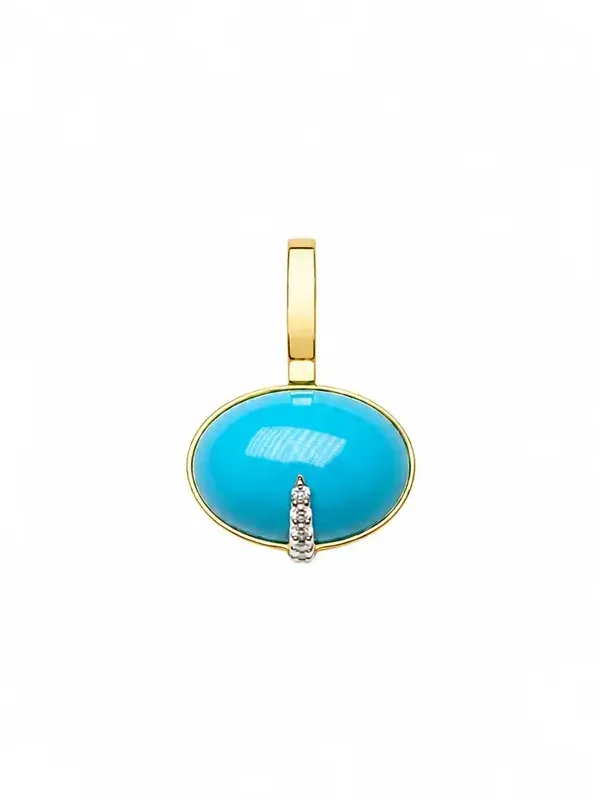 5.20ct Turquoise Diamond 18K Gold Small Pendant