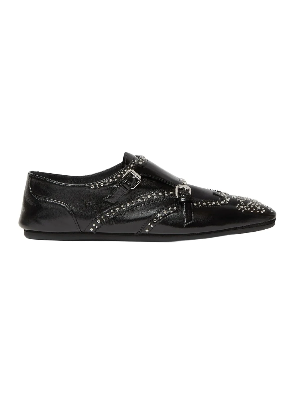 Fendi Stud Leather Double Monk Strap Loafers