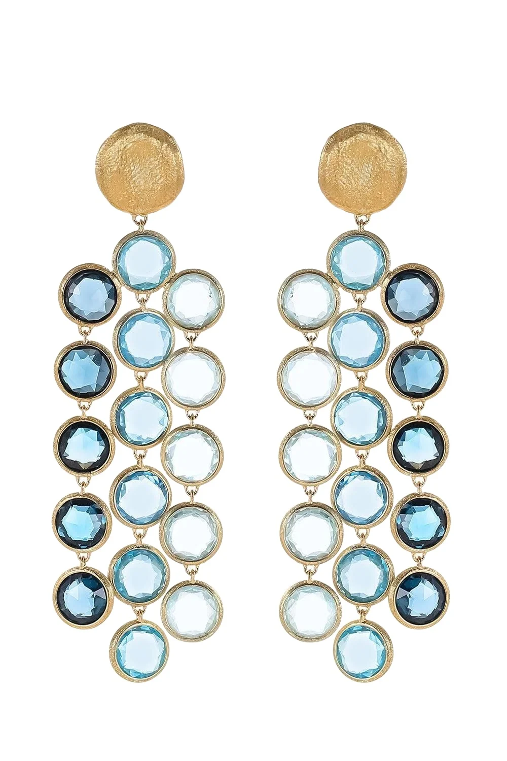 Blue Topaz Three Line Jaipur Drop Earrings Blue Topaz Three Line Jaipur Drop Earrings