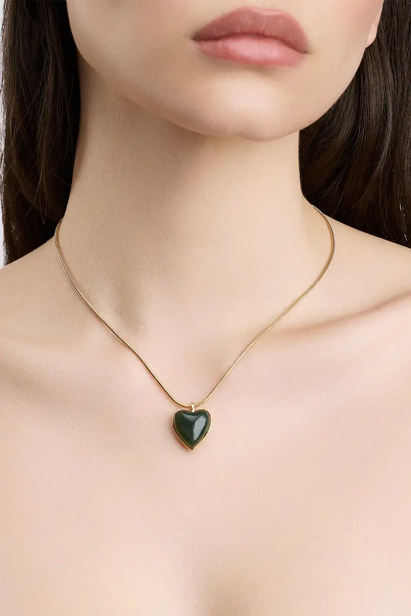 Jennifer Fisher Green Agate Heart Adjustable Choker Necklace | Thumbnail 2 Jennifer Fisher Green Agate Heart Adjustable Choker Necklace | Thumbnail 2
