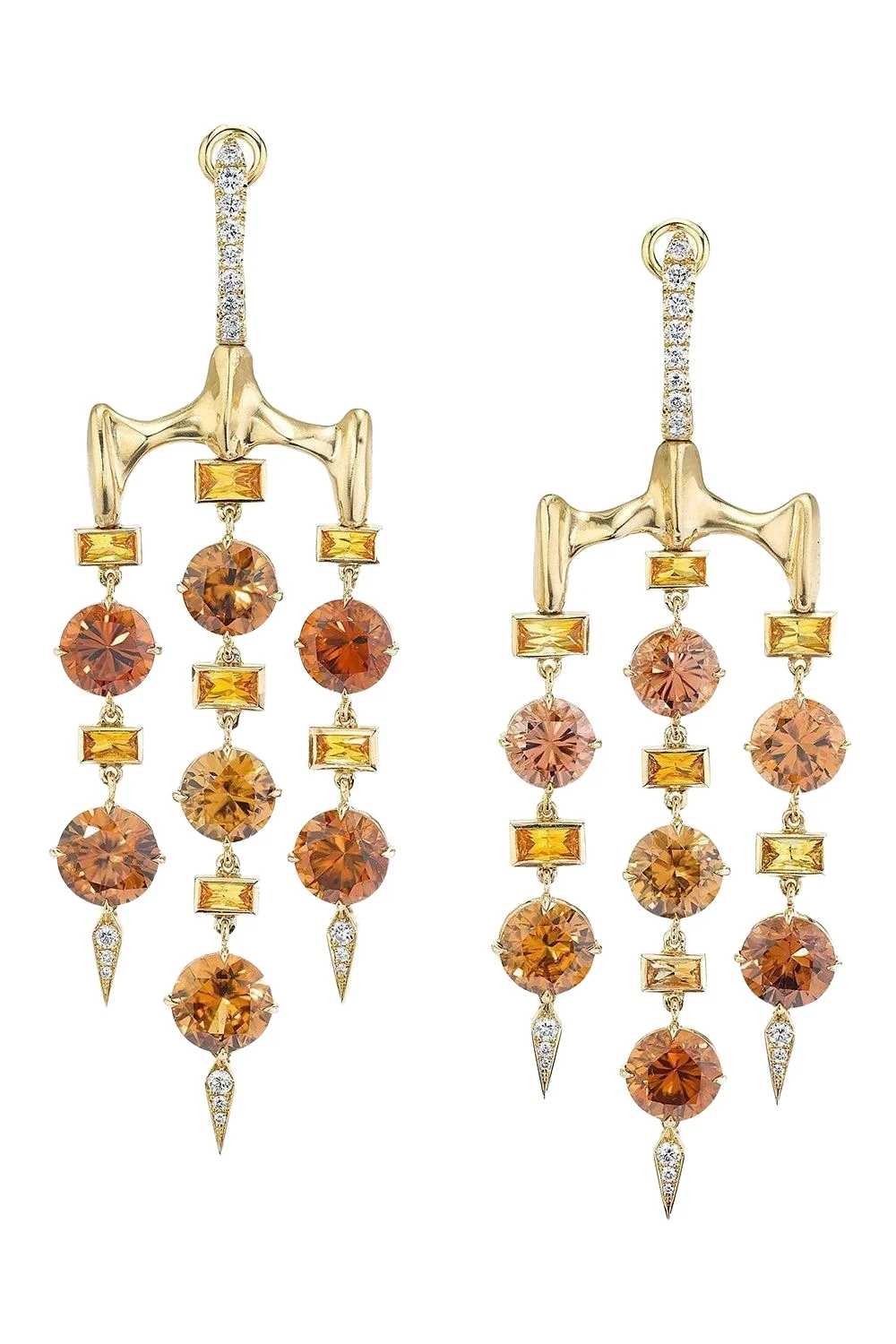 Orange Sapphire Chrona Chandelier Earrings Orange Sapphire Chrona Chandelier Earrings