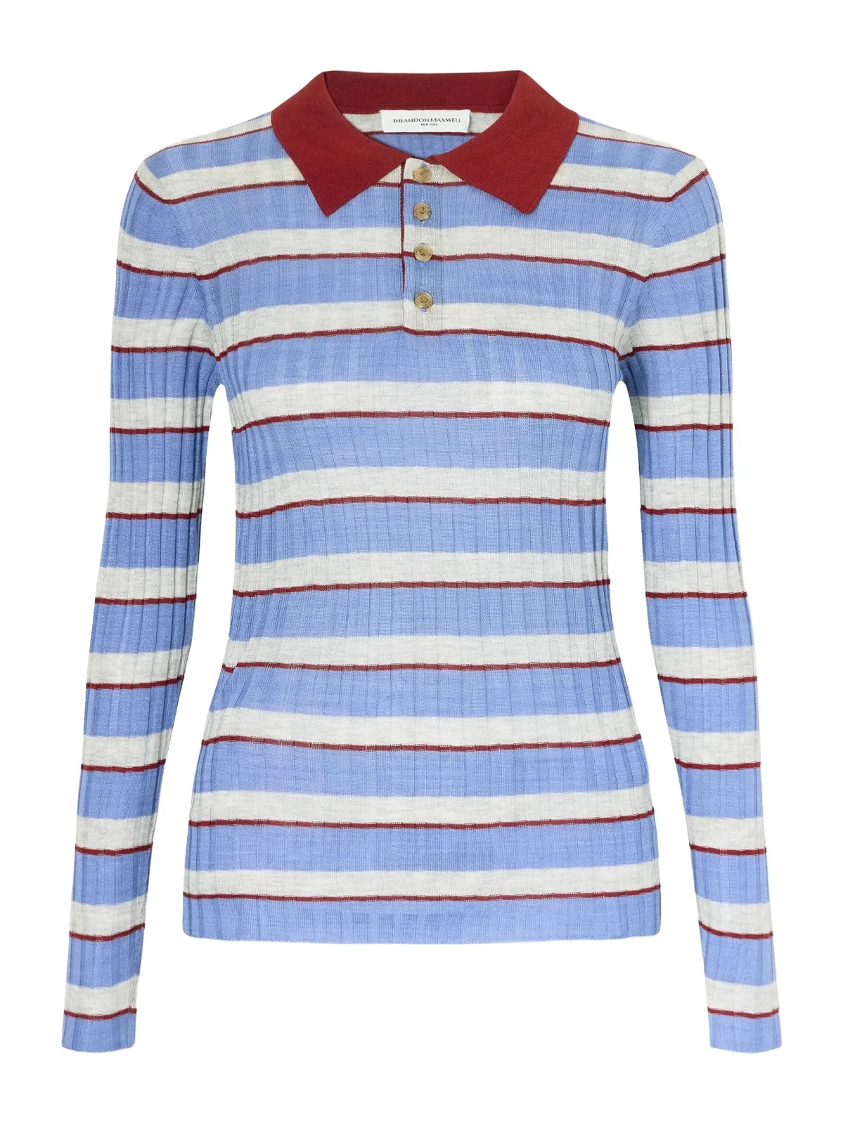 The Joni Striped Silk And Cashmere-blend Polo Sweater The Joni Striped Silk And Cashmere-blend Polo Sweater