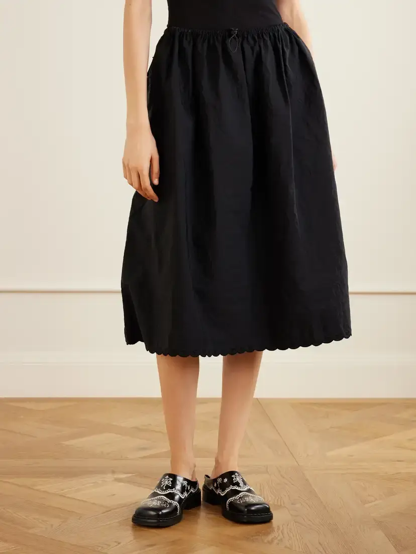 Cecilie Bahnsen Cbfiella Embroidered Scalloped Taffeta Midi Skirt | Thumbnail 3