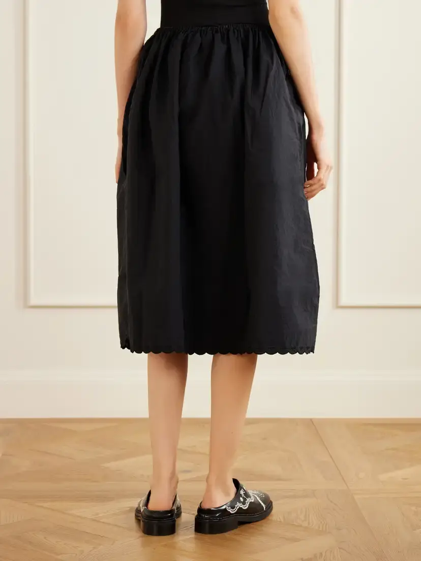 Cecilie Bahnsen Cbfiella Embroidered Scalloped Taffeta Midi Skirt | Thumbnail 4