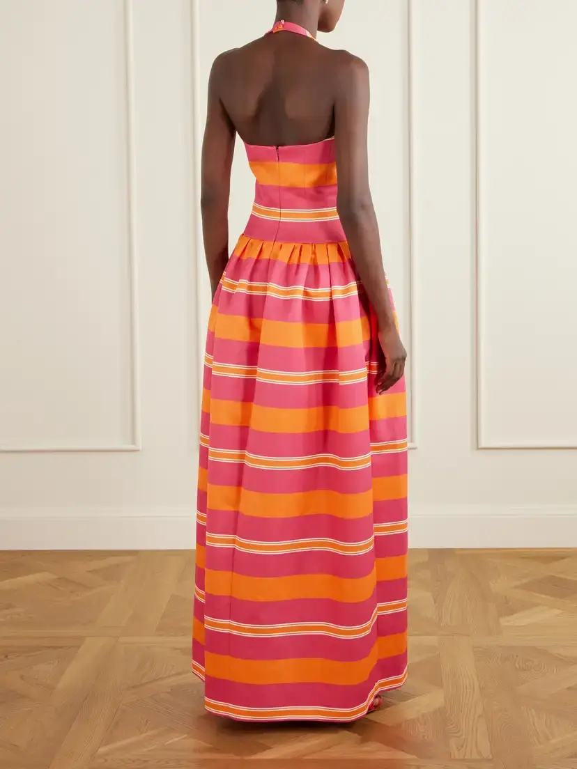 Emilia Wickstead Striped Bow-detailed Striped Taffeta Halterneck Gown | Thumbnail 3 Emilia Wickstead Striped Bow-detailed Striped Taffeta Halterneck Gown | Thumbnail 3