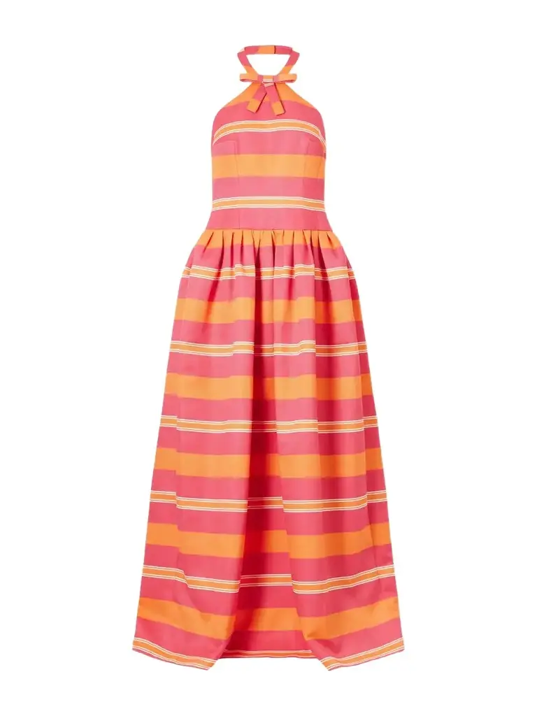 Emilia Wickstead Striped Bow-detailed Striped Taffeta Halterneck Gown | Image 1 Emilia Wickstead Striped Bow-detailed Striped Taffeta Halterneck Gown | Image 1