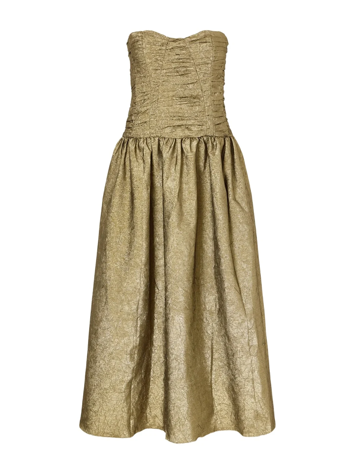 Lumina Strapless Gathered Crinkled Taffeta Midi Dress Lumina Strapless Gathered Crinkled Taffeta Midi Dress