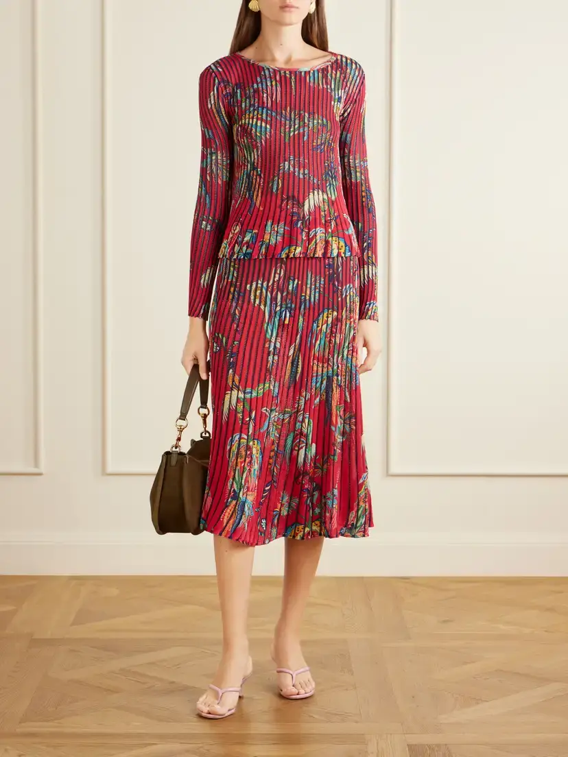 Etro Floral-print Open-knit Ribbed Blouse | Thumbnail 2