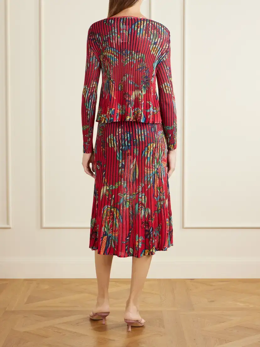 Etro Floral-print Open-knit Ribbed Blouse | Thumbnail 3