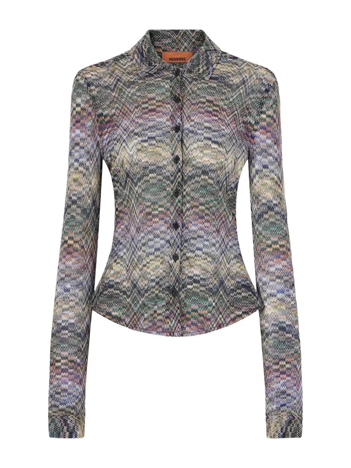 Missoni Striped Metallic Crochet-knit Shirt
