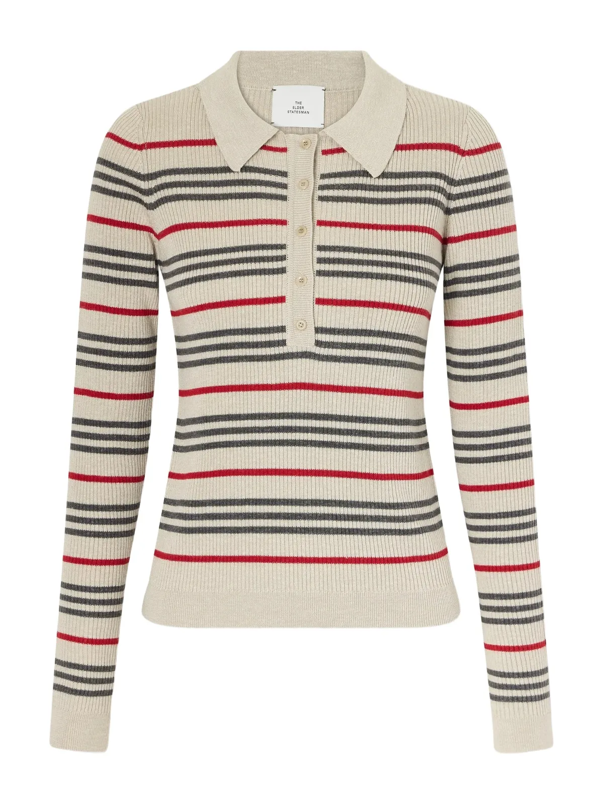The Elder Statesman Libeccio Stripped Wool, Silk And Linen-blend Knitted Polo