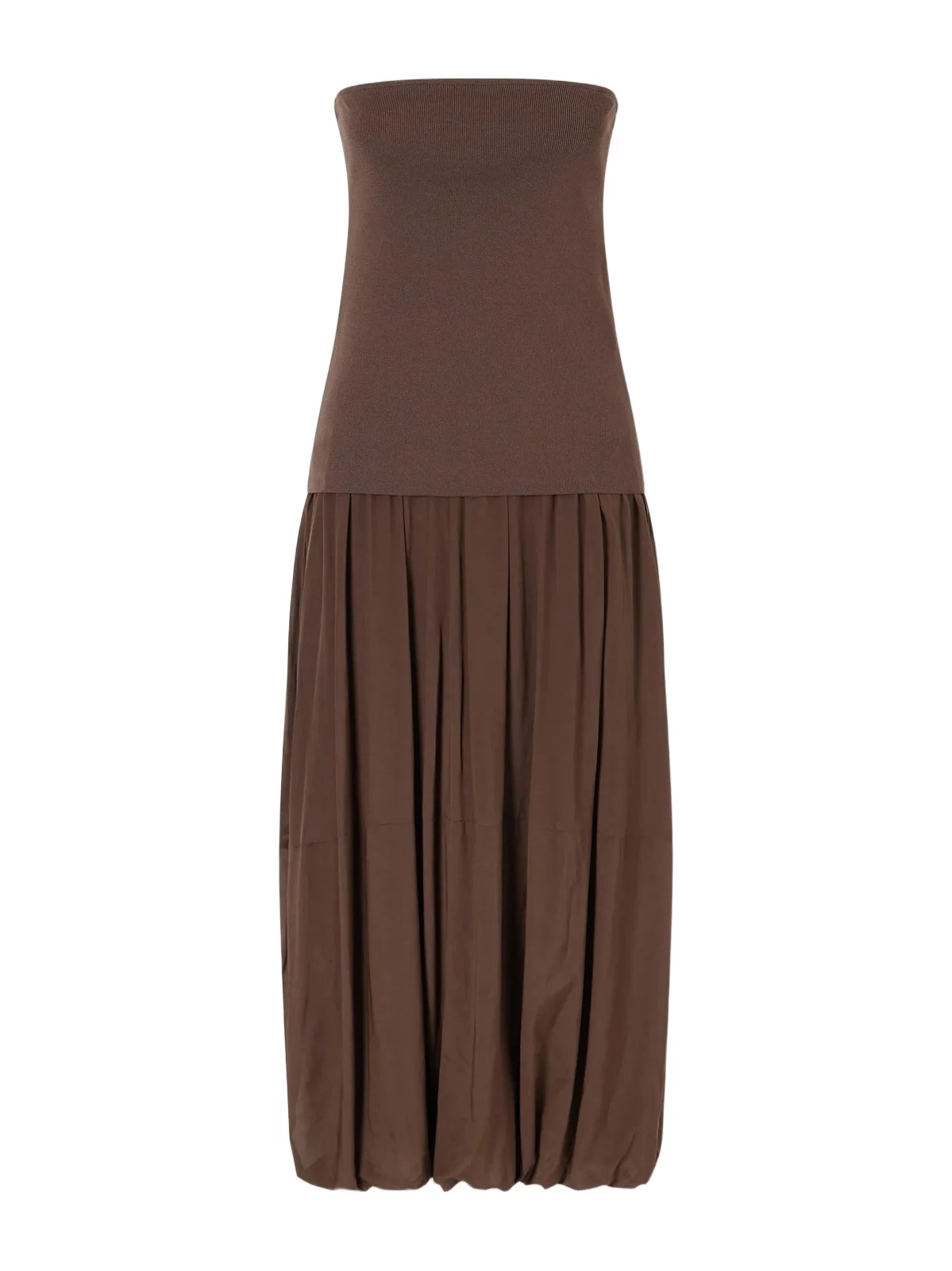 Ribbed Pleated Jersey Midi Dress