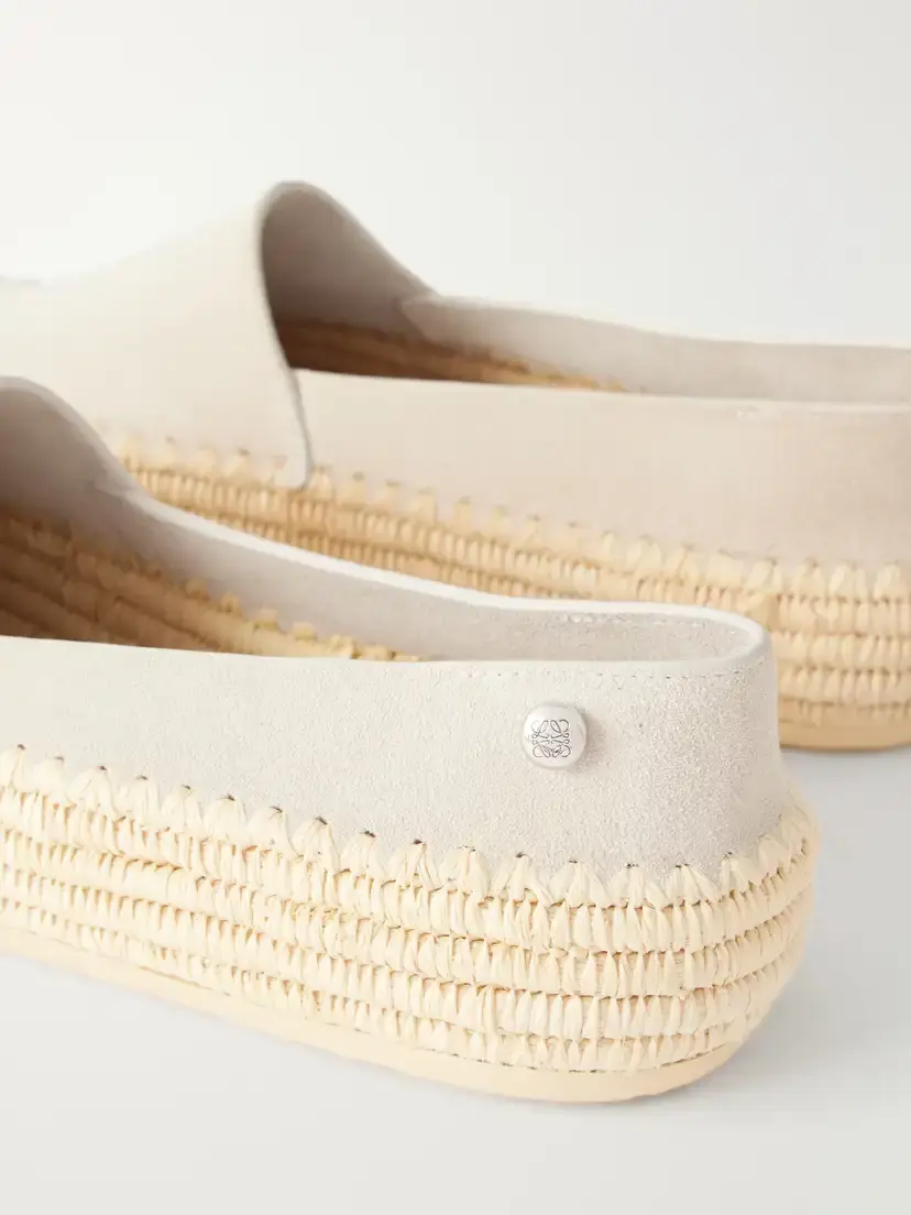 Loewe + Paula's Ibiza Rio Suede And Raffia Espadrilles - Neutrals | Thumbnail 5