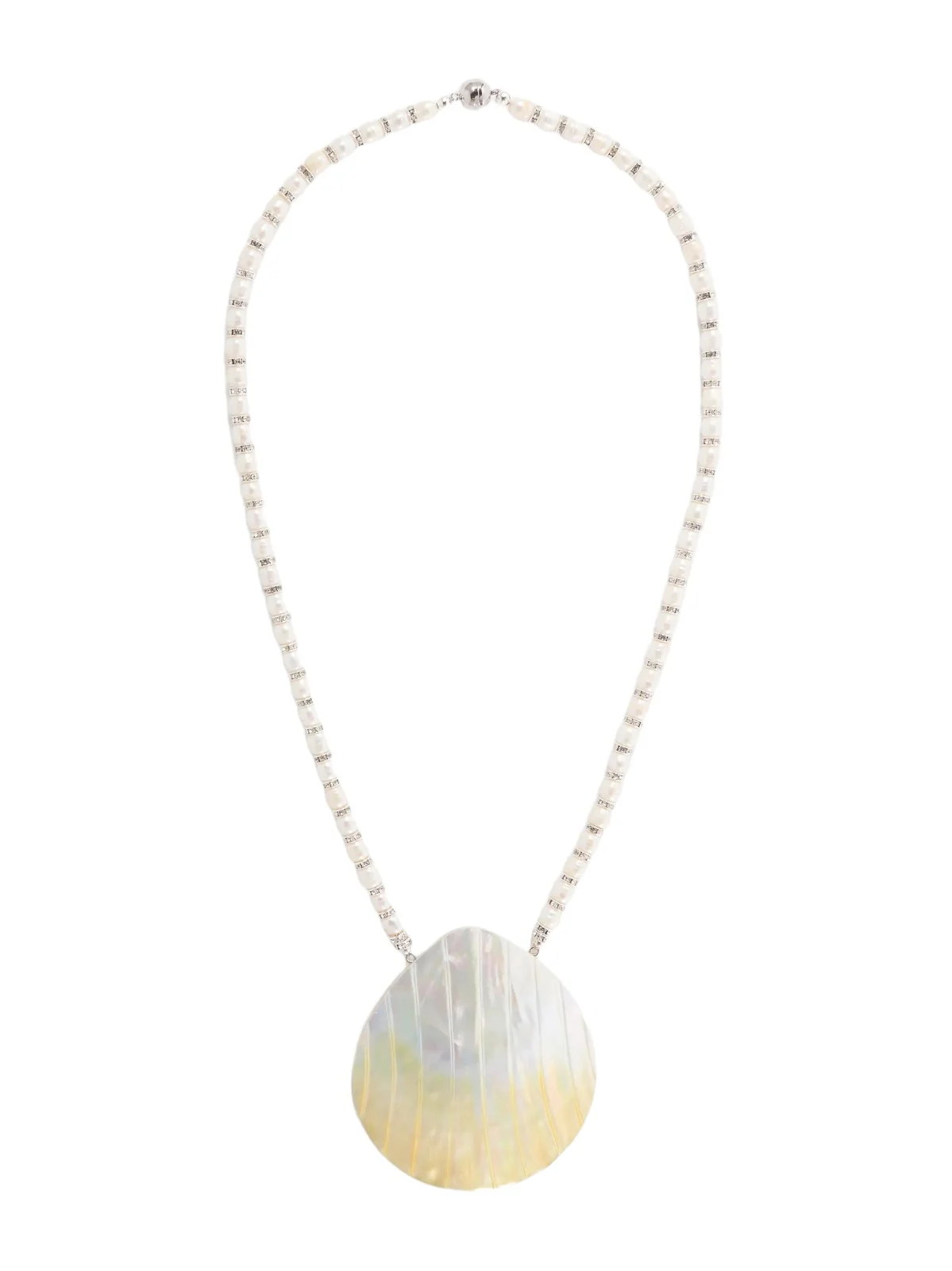 Perla Rhodium-plated, Pearl And Crystal Beaded Necklace Perla Rhodium-plated, Pearl And Crystal Beaded Necklace