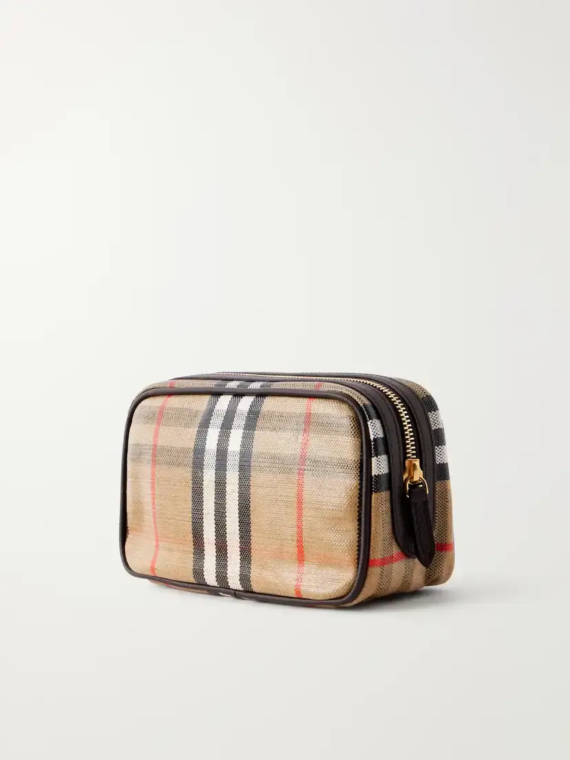 Burberry Leather-trimmed Checked Coated-canvas Pouch | Thumbnail 4