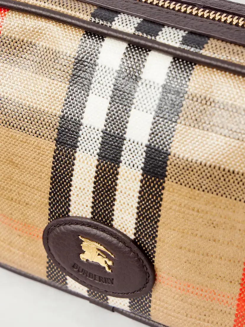 Burberry Leather-trimmed Checked Coated-canvas Pouch | Thumbnail 5