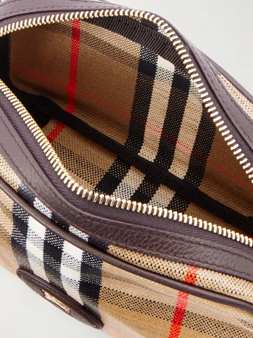 Burberry Leather-trimmed Checked Coated-canvas Pouch | Thumbnail 6