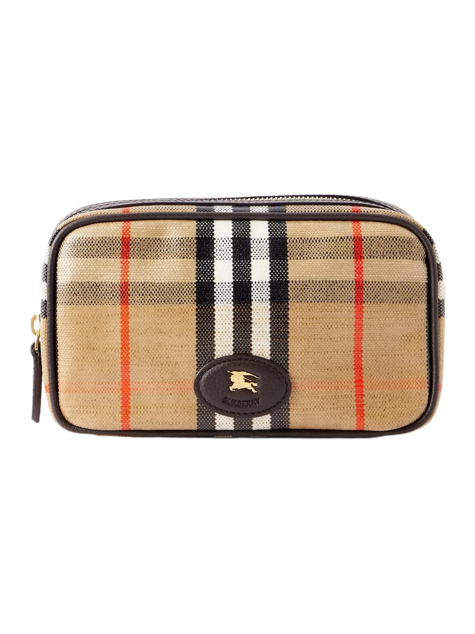 Burberry Leather-trimmed Checked Coated-canvas Pouch