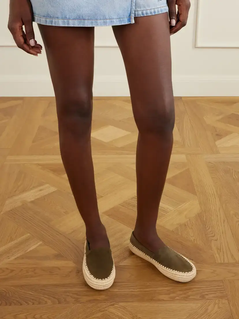 Loewe + Paula's Ibiza Rio Suede And Raffia Espadrilles - Green | Thumbnail 2 Loewe + Paula's Ibiza Rio Suede And Raffia Espadrilles - Green | Thumbnail 2