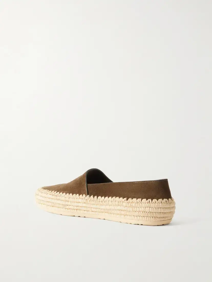 Loewe + Paula's Ibiza Rio Suede And Raffia Espadrilles - Green | Thumbnail 3 Loewe + Paula's Ibiza Rio Suede And Raffia Espadrilles - Green | Thumbnail 3