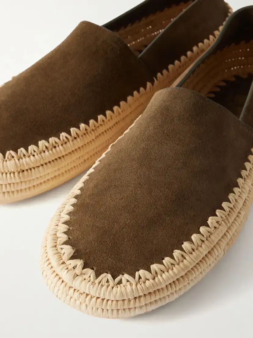 Loewe + Paula's Ibiza Rio Suede And Raffia Espadrilles - Green | Thumbnail 5 Loewe + Paula's Ibiza Rio Suede And Raffia Espadrilles - Green | Thumbnail 5