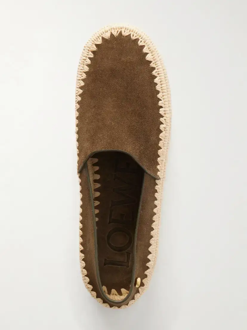 Loewe + Paula's Ibiza Rio Suede And Raffia Espadrilles - Green | Thumbnail 6 Loewe + Paula's Ibiza Rio Suede And Raffia Espadrilles - Green | Thumbnail 6