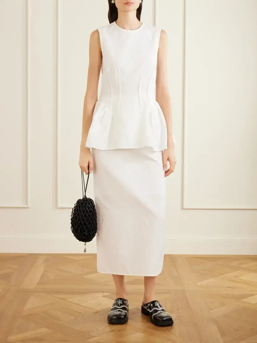 Cecilie Bahnsen Cbdaimi Cotton-blend Matelassé Blouse | Thumbnail 2 Cecilie Bahnsen Cbdaimi Cotton-blend Matelassé Blouse | Thumbnail 2