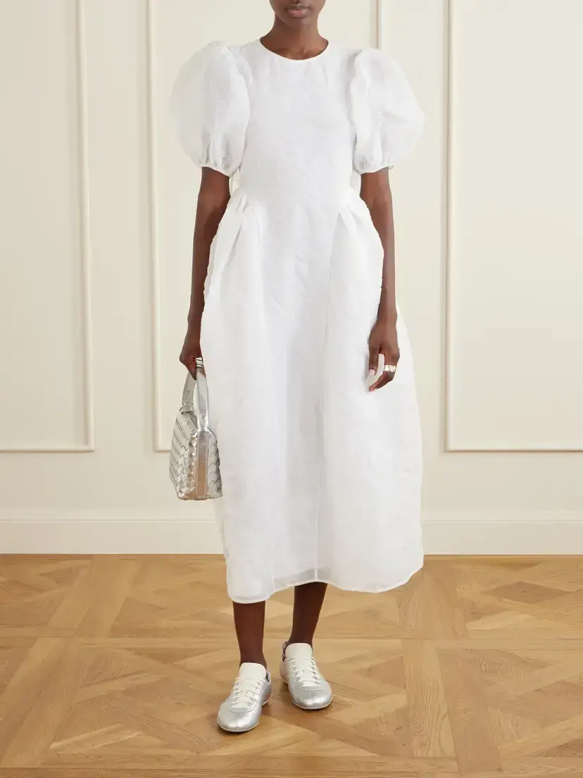 Cecilie Bahnsen Crinkled Papillon Matelassé Midi Dress | Thumbnail 2 Cecilie Bahnsen Crinkled Papillon Matelassé Midi Dress | Thumbnail 2
