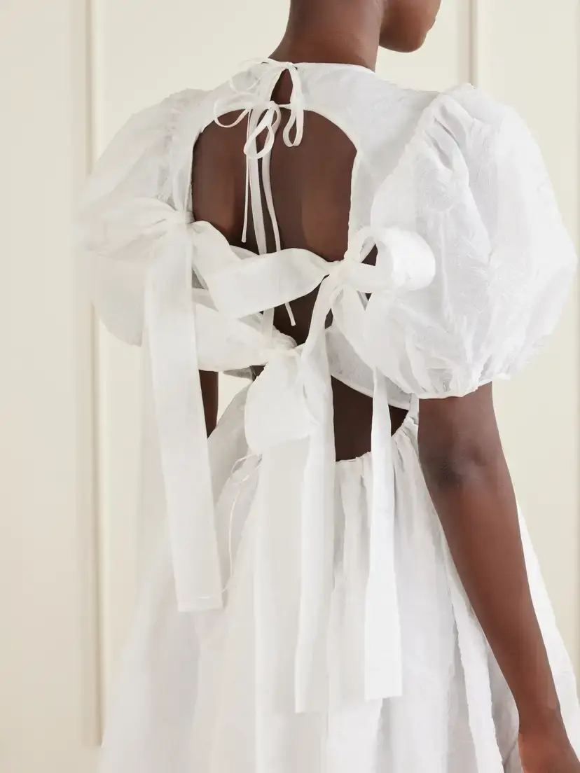 Cecilie Bahnsen Crinkled Papillon Matelassé Midi Dress | Thumbnail 4 Cecilie Bahnsen Crinkled Papillon Matelassé Midi Dress | Thumbnail 4
