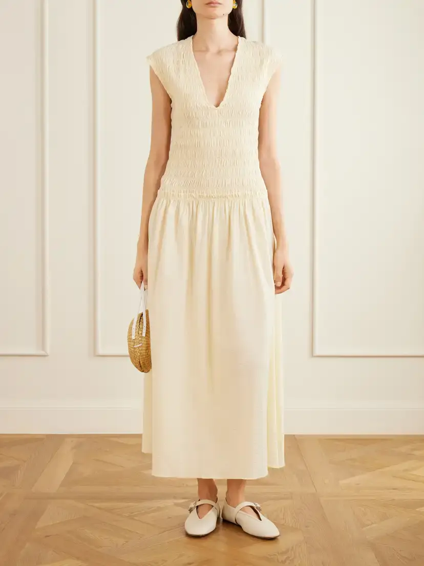 Faithfull Carmen Shirred Cotton Midi Dress | Thumbnail 2 Faithfull Carmen Shirred Cotton Midi Dress | Thumbnail 2