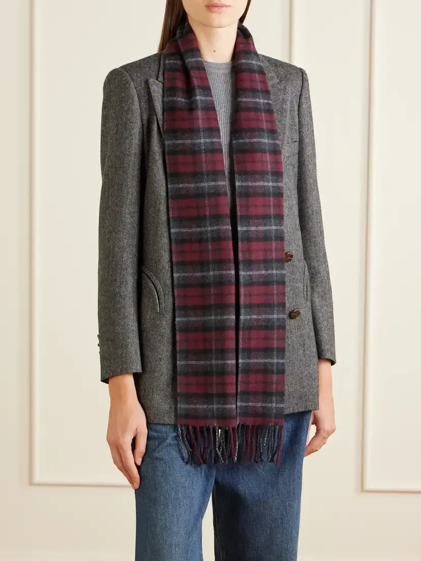 Etro Fringed Checked Wool Scarf | Thumbnail 2 Etro Fringed Checked Wool Scarf | Thumbnail 2