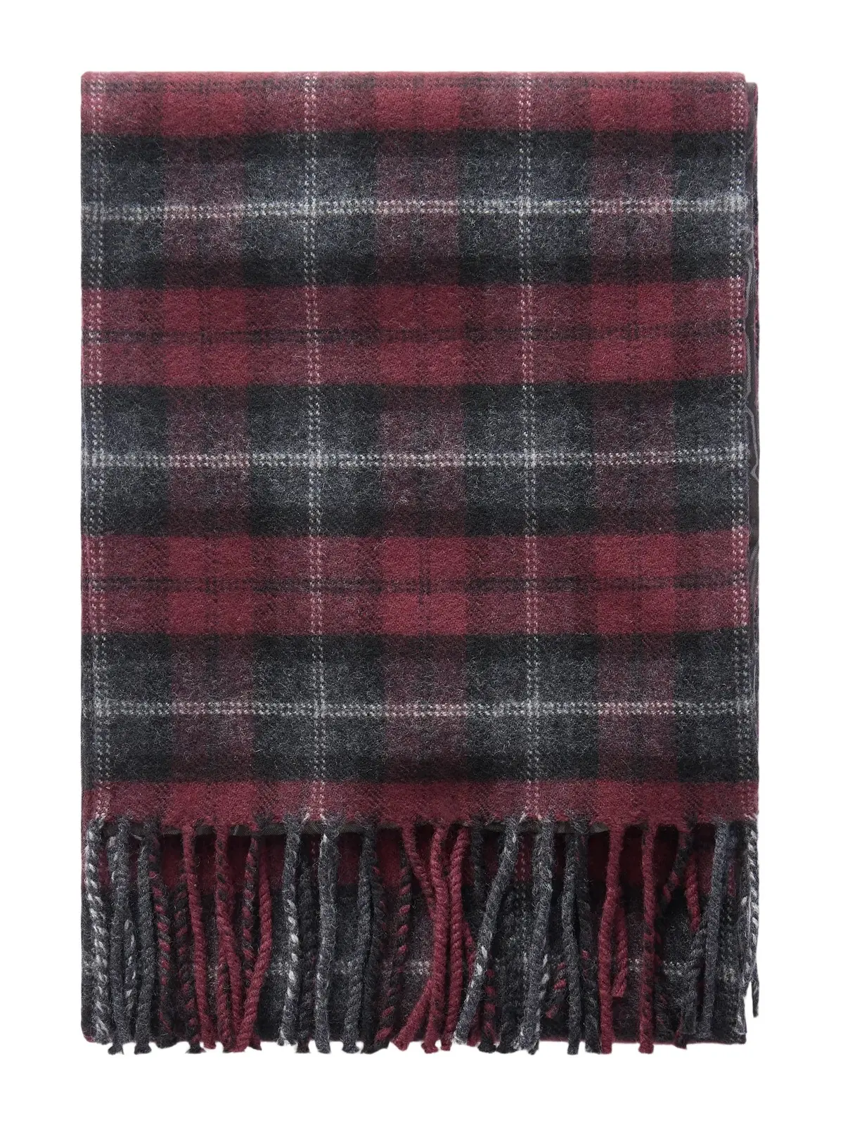 Fringed Checked Wool Scarf Fringed Checked Wool Scarf