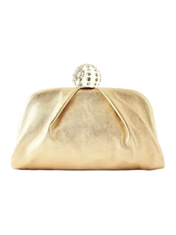 Mini Tequila Crystal-embellished Metallic Leather Clutch Mini Tequila Crystal-embellished Metallic Leather Clutch