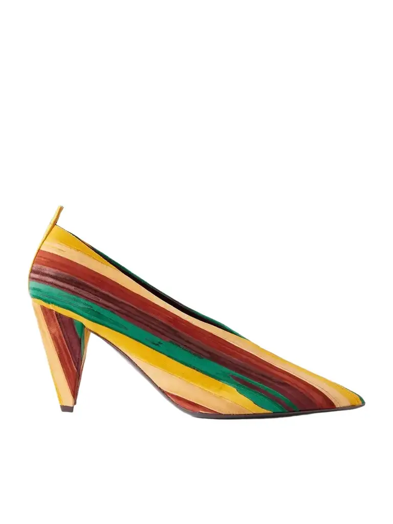 Origami 85 Striped Suede Pumps Origami 85 Striped Suede Pumps