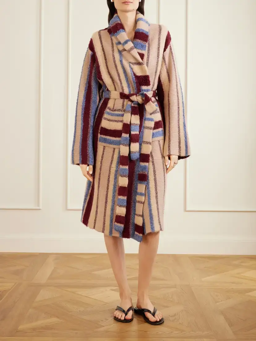 The Elder Statesman Striped Cashmere And Silk-blend Robe - Multi | Thumbnail 2 The Elder Statesman Striped Cashmere And Silk-blend Robe - Multi | Thumbnail 2