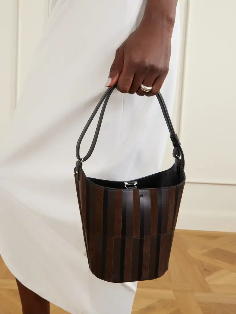 Proenza Schouler Mini Bucket Intarsia Leather And Suede Bag - Black | Thumbnail 2 Proenza Schouler Mini Bucket Intarsia Leather And Suede Bag - Black | Thumbnail 2