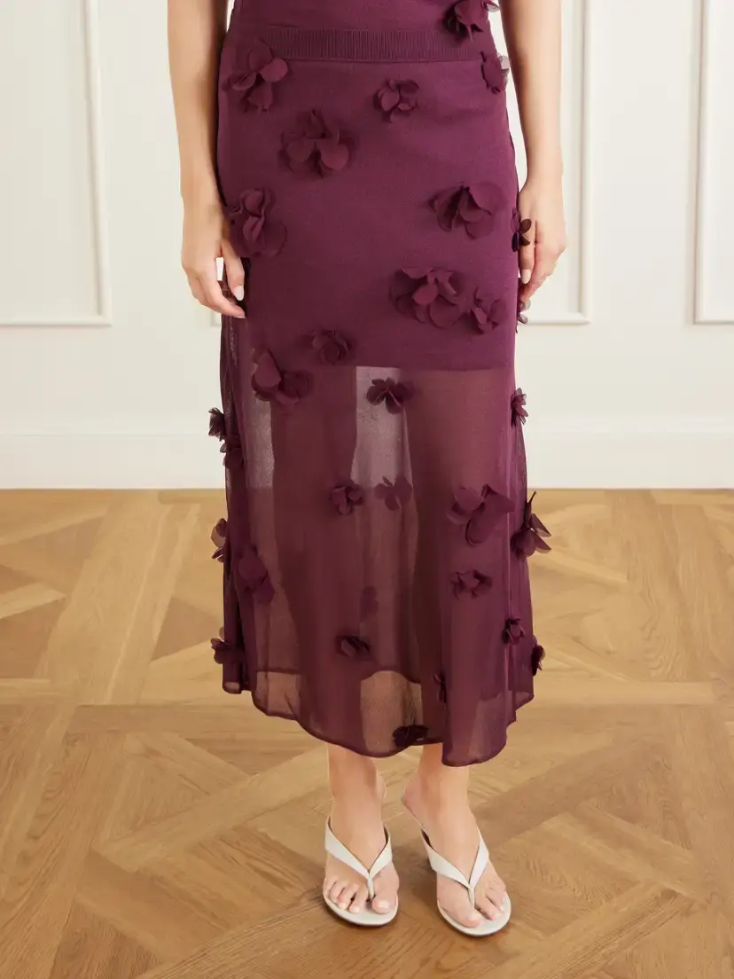 Simkhai Cora Floral-appliqué Midi Skirt | Thumbnail 5 Simkhai Cora Floral-appliqué Midi Skirt | Thumbnail 5