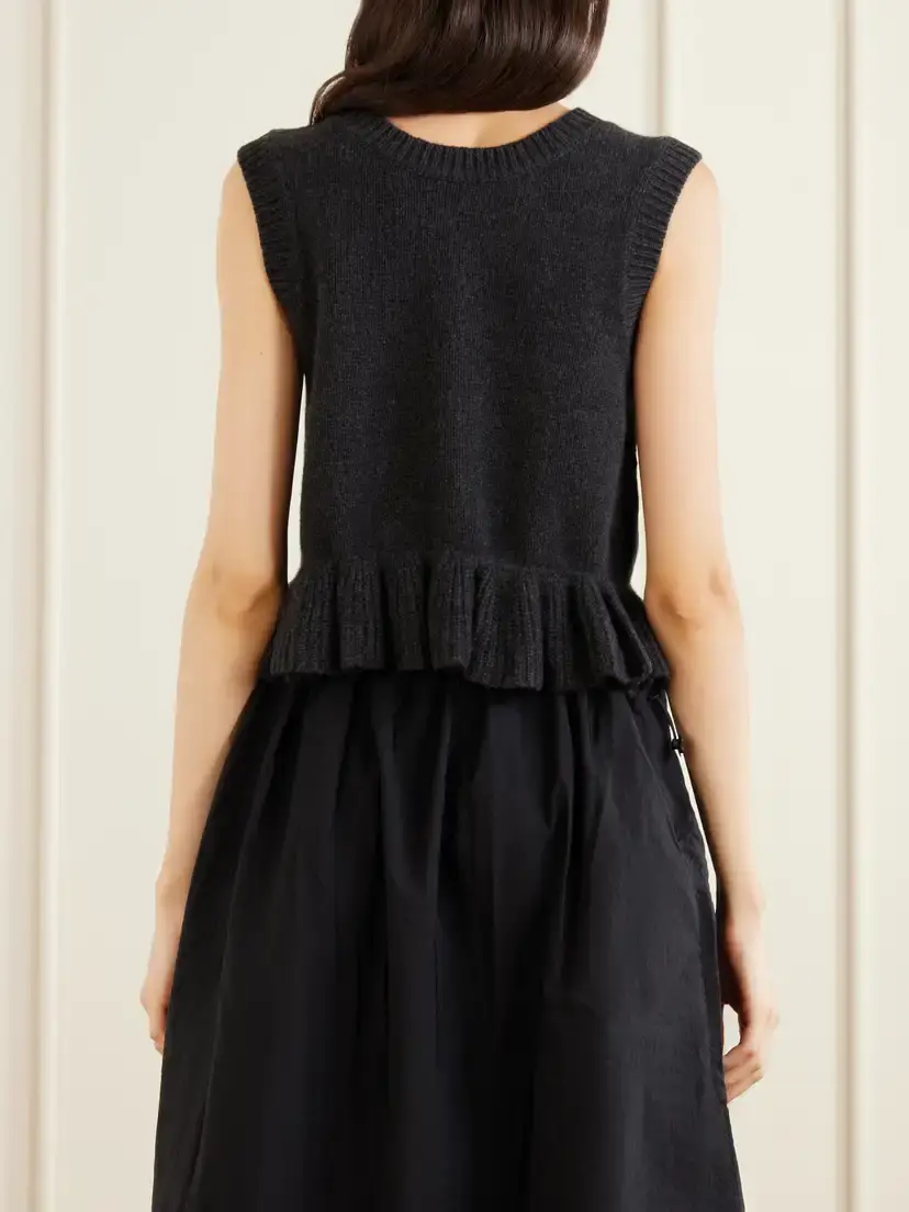 Cecilie Bahnsen Ruffled Cashmere And Wool-blend Sweater Vest | Thumbnail 3 Cecilie Bahnsen Ruffled Cashmere And Wool-blend Sweater Vest | Thumbnail 3