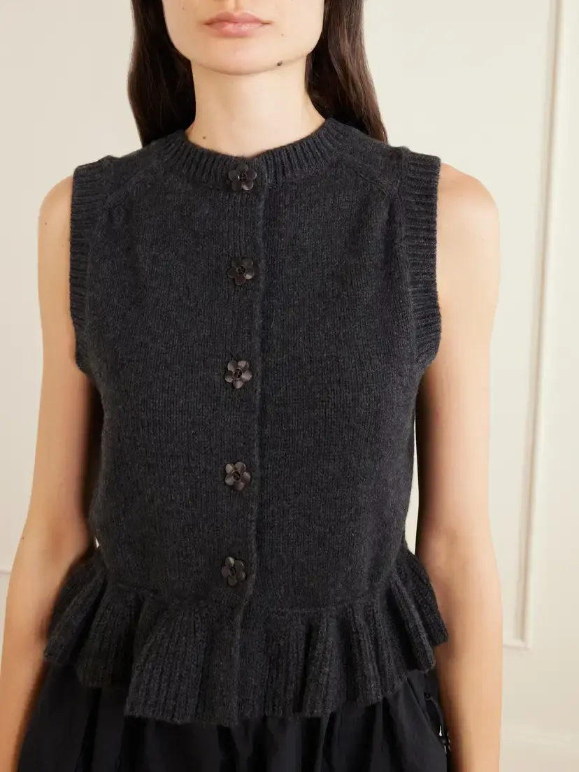 Cecilie Bahnsen Ruffled Cashmere And Wool-blend Sweater Vest | Thumbnail 4 Cecilie Bahnsen Ruffled Cashmere And Wool-blend Sweater Vest | Thumbnail 4