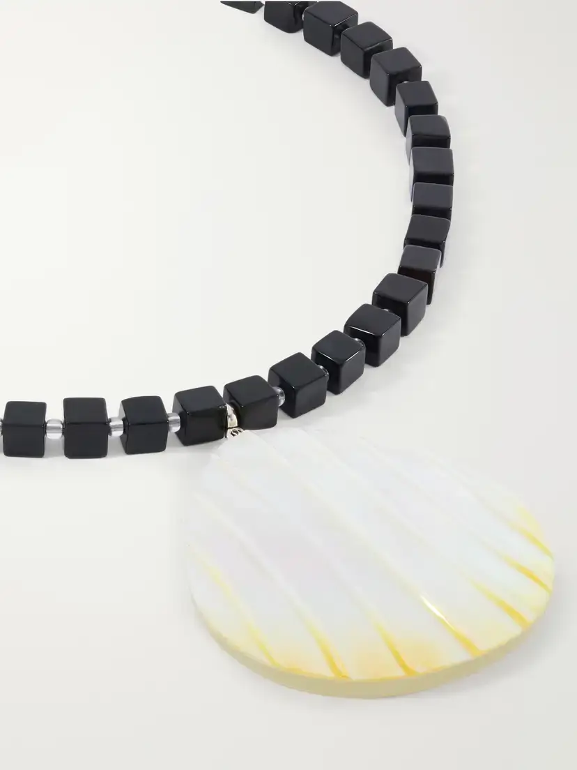 Julietta Oro Rhodium-plated, Shell And Onyx Necklace - Black | Thumbnail 4 Julietta Oro Rhodium-plated, Shell And Onyx Necklace - Black | Thumbnail 4