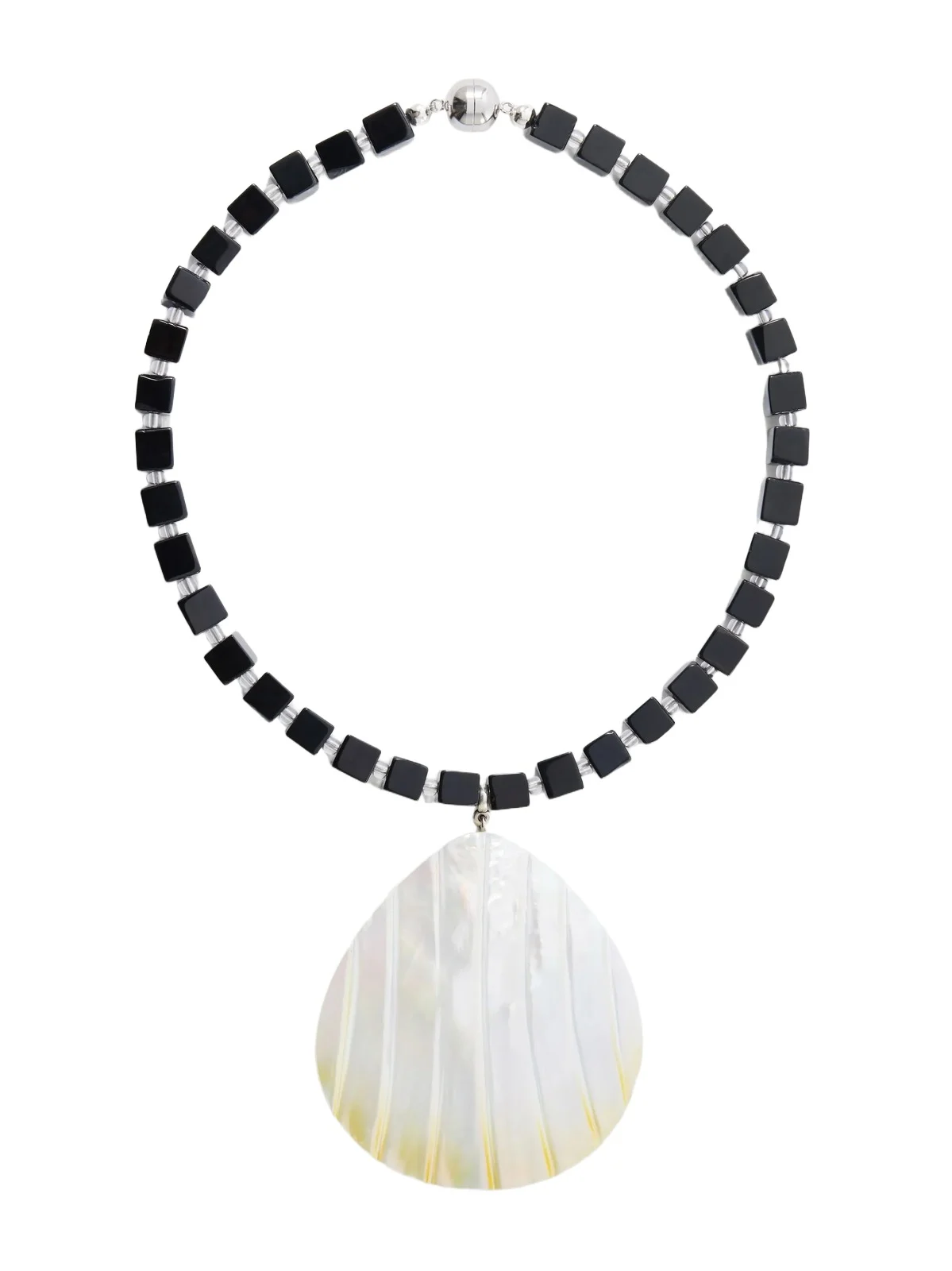 Oro Rhodium-plated, Shell And Onyx Necklace - Black Oro Rhodium-plated, Shell And Onyx Necklace - Black