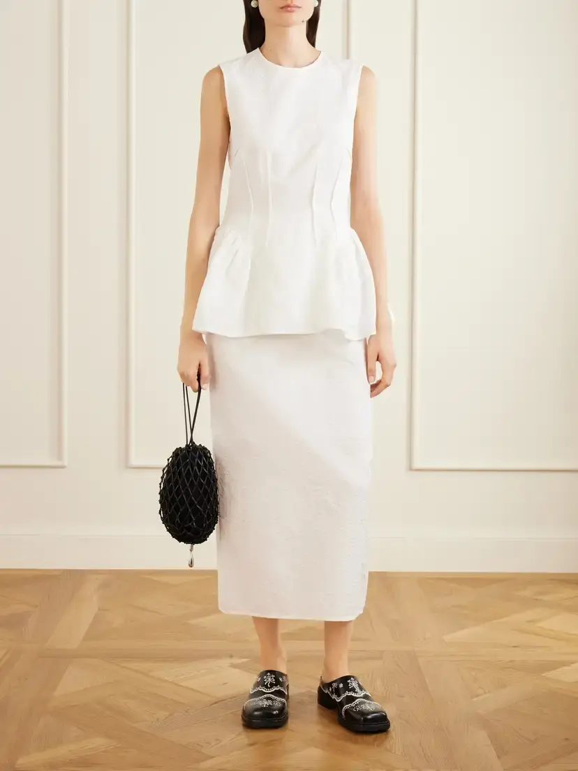 Cecilie Bahnsen Cbuka Cotton-blend Matelassé Midi Skirt | Thumbnail 2 Cecilie Bahnsen Cbuka Cotton-blend Matelassé Midi Skirt | Thumbnail 2