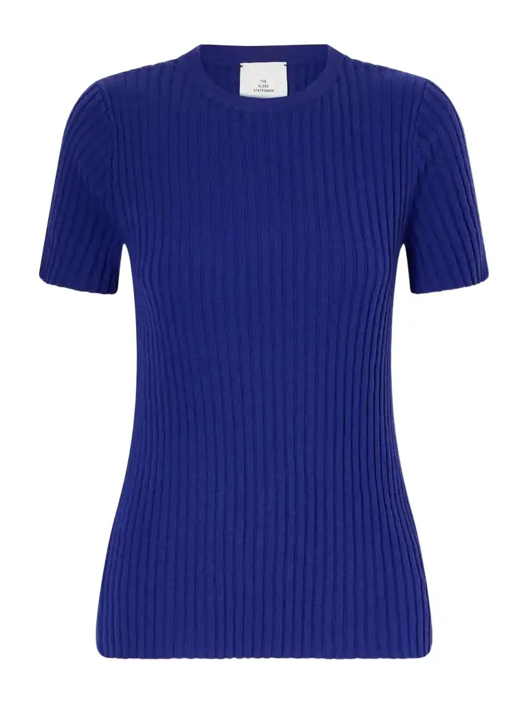 The Elder Statesman Superlight Ellie Ribbed Cashmere Knitted Sweater | Image 1 The Elder Statesman Superlight Ellie Ribbed Cashmere Knitted Sweater | Image 1