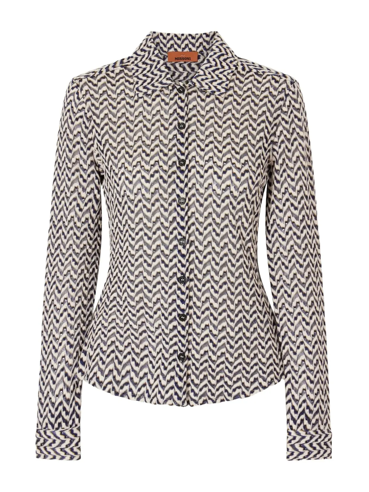 Striped Metallic Crochet-knit Shirt Striped Metallic Crochet-knit Shirt