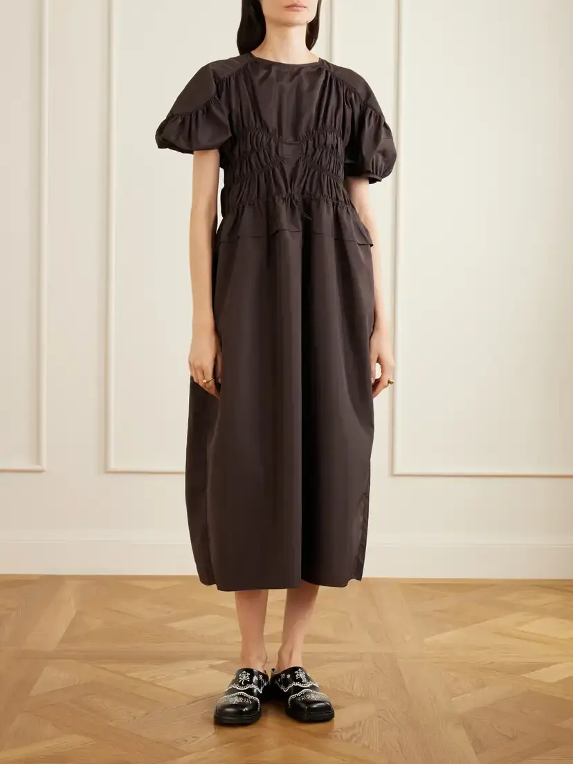 Cecilie Bahnsen Cbbetsy Gathered Faille Midi Dress | Thumbnail 2 Cecilie Bahnsen Cbbetsy Gathered Faille Midi Dress | Thumbnail 2