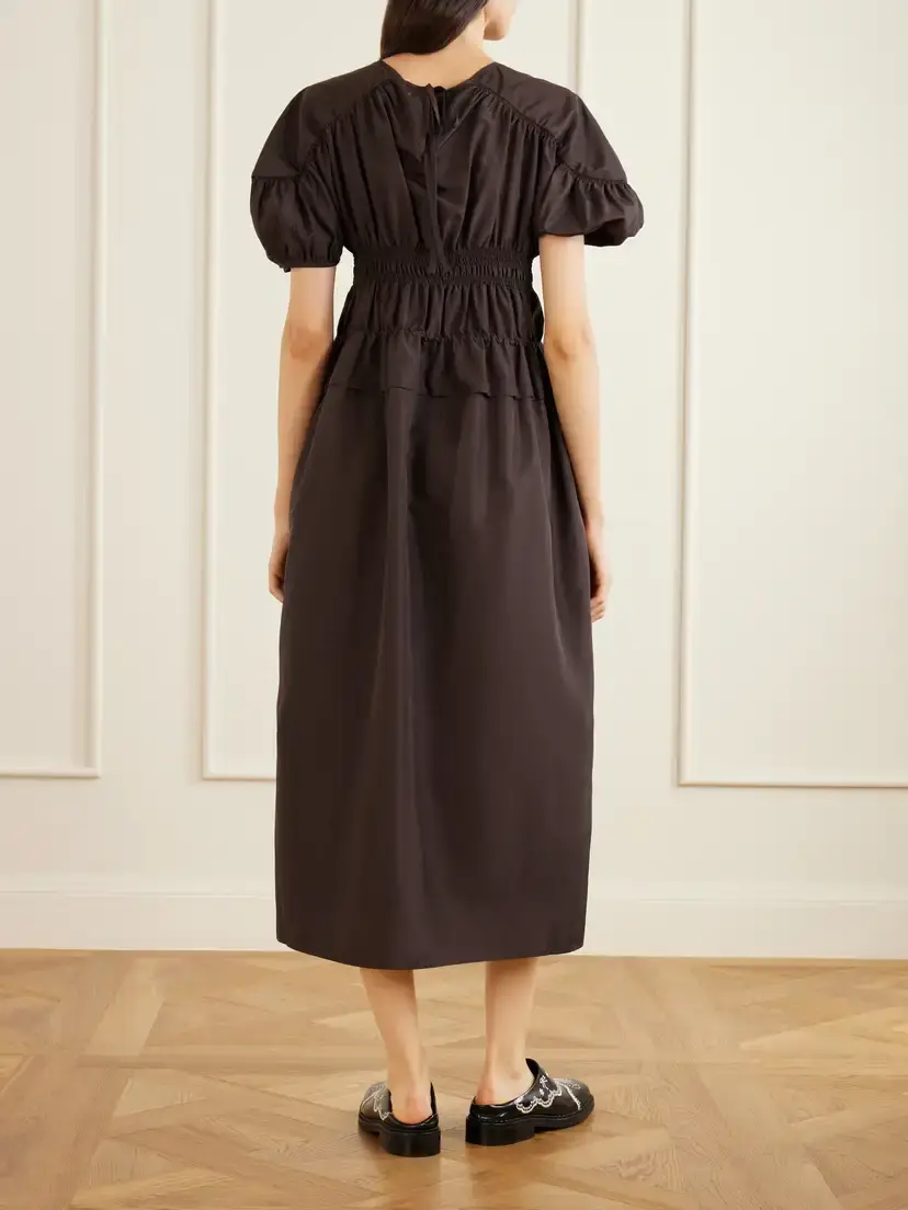 Cecilie Bahnsen Cbbetsy Gathered Faille Midi Dress | Thumbnail 3 Cecilie Bahnsen Cbbetsy Gathered Faille Midi Dress | Thumbnail 3