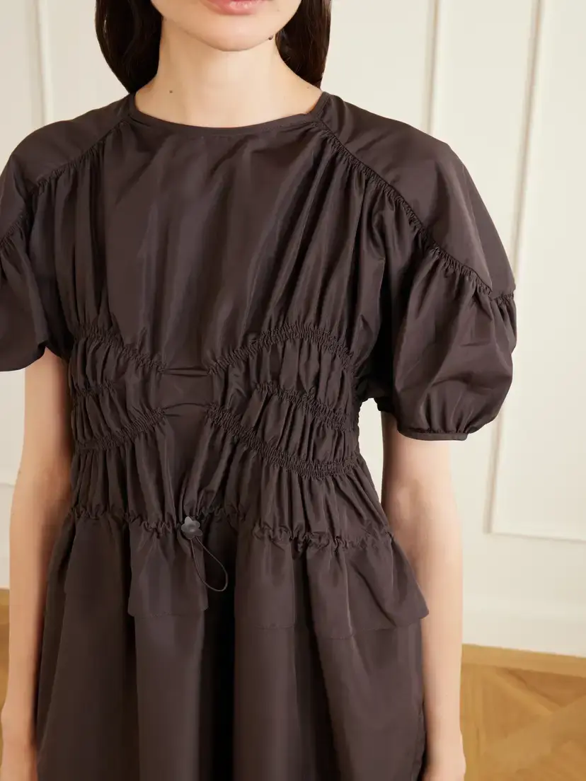 Cecilie Bahnsen Cbbetsy Gathered Faille Midi Dress | Thumbnail 4 Cecilie Bahnsen Cbbetsy Gathered Faille Midi Dress | Thumbnail 4
