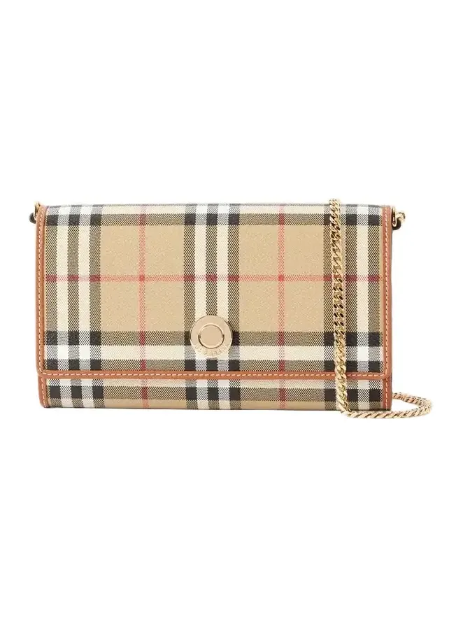 Checked Leather-trimmed Coated Canvas Clutch Checked Leather-trimmed Coated Canvas Clutch